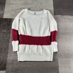 Free People Sweater Dress‎ Wool Blend Womens Size S White/Red Knit